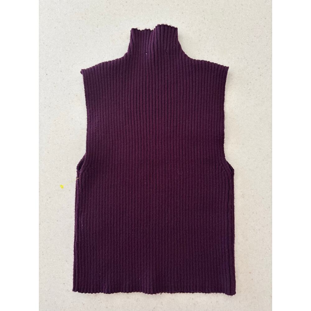 Zara Ribbed Mock Neck Sleeveless Sweater Vest Plum Purple Size M USA 8 - Picture 6 of 8